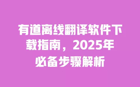 有道离线翻译软件下载指南，2025年必备步骤解析 一