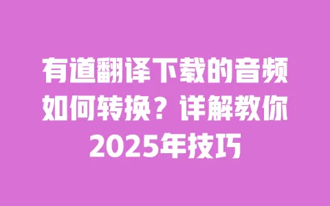 有道翻译下载的音频如何转换?详解教你2025年技巧 一