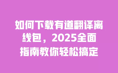 如何下载有道翻译离线包,2025全面指南教你轻松搞定 一