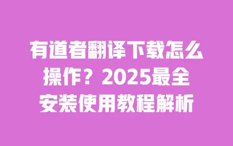 有道者翻译下载怎么操作?2025最全安装使用教程解析 一