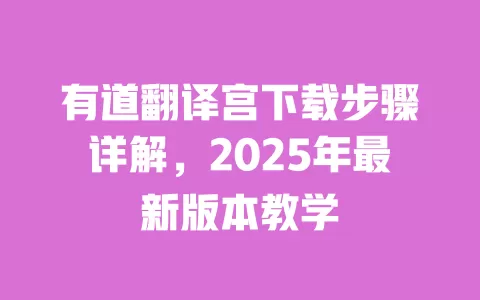 有道翻译宫下载步骤详解，2025年最新版本教学 一