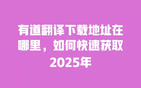 有道翻译下载地址在哪里,如何快速获取2025年 一