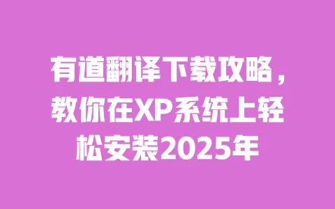 有道翻译下载攻略,教你在XP系统上轻松安装2025年 一