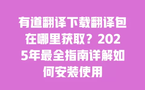 有道翻译下载翻译包在哪里获取?2025年最全指南详解如何安装使用 一