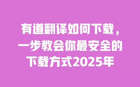 有道翻译如何下载,一步教会你最安全的下载方式2025年 一