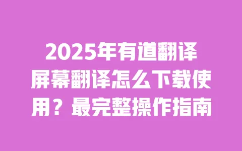 2025年有道翻译屏幕翻译怎么下载使用？最完整操作指南 一