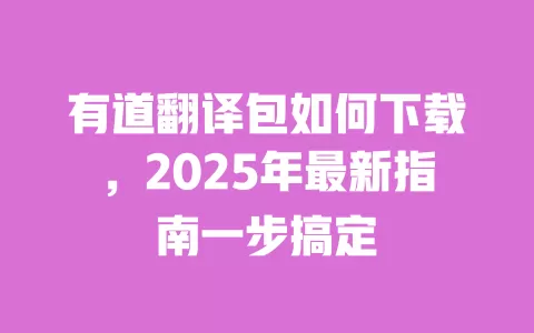 有道翻译包如何下载，2025年最新指南一步搞定 一