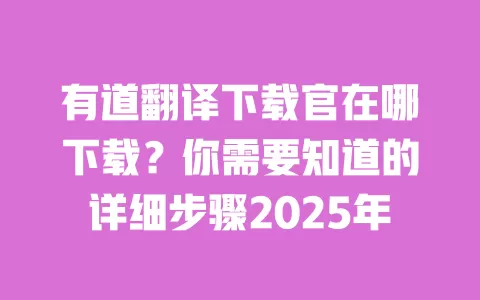 有道翻译下载官在哪下载？你需要知道的详细步骤2025年 一