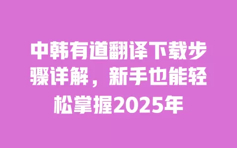 中韩有道翻译下载步骤详解,新手也能轻松掌握2025年 一