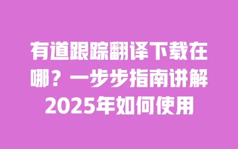 有道跟踪翻译下载在哪？一步步指南讲解2025年如何使用 一
