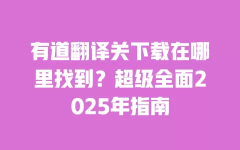 有道翻译关下载在哪里找到？超级全面2025年指南 一