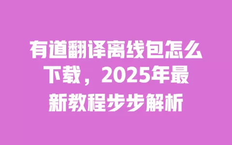 有道翻译离线包怎么下载,2025年最新教程步步解析 一