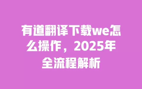 有道翻译下载we怎么操作，2025年全流程解析 一