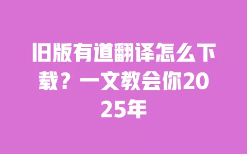 旧版有道翻译怎么下载?一文教会你2025年 一