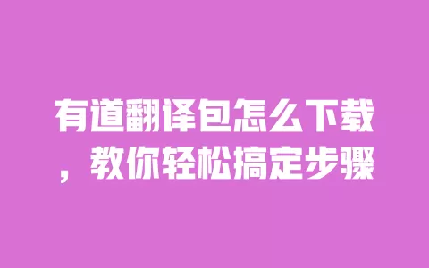 有道翻译包怎么下载，教你轻松搞定步骤 一