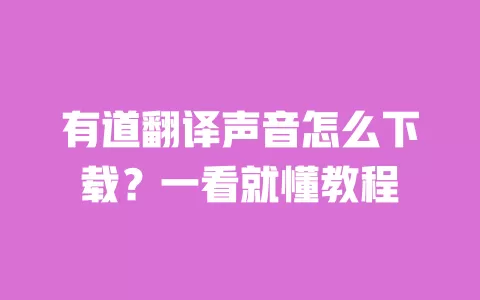 有道翻译声音怎么下载?一看就懂教程 一