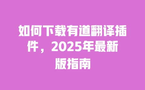 如何下载有道翻译插件,2025年最新版指南 一